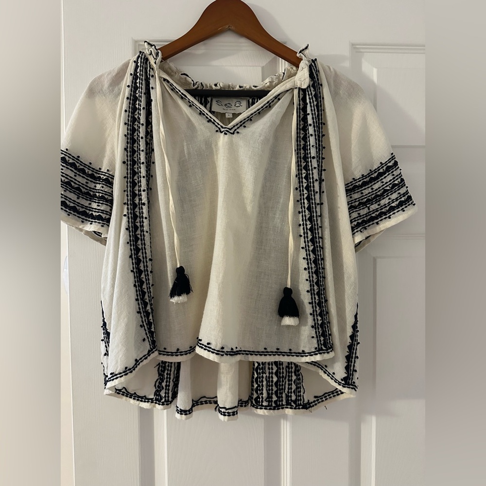 Sea New York Cream and Black Embroidered Blouse size small